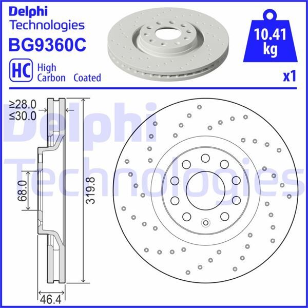 FREN DİSKİ TEKLİ PAKET - BOYALI. DELİKLİ ÖN AUDI // SEAT; A4 // EXEO 09/1999 > 12/2015 | OEM:8D0615301K-8D0615301M-8E0615301AE