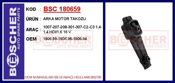 ARKA MOTOR TAKOZU 1007-207-208-301-307-C2-C3 1.4-1.4 HDI/1.6 16 V | OEM:1806.59-1806.96-1806.94