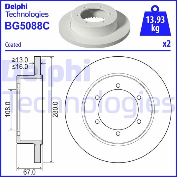 FREN DİSKİ ÇİFTLİ PAKET - BOYALI. DELİKSİZ ARKA NISSAN NT400 09/2016> | OEM:43206MB60A