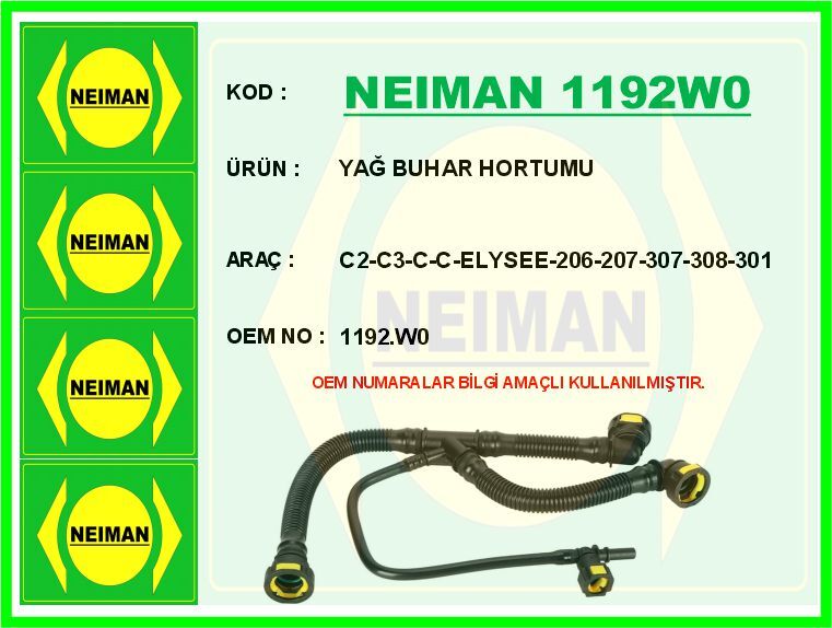 YAĞ BUHAR HORTUMU C2-C3-C-C-ELYSEE-206-207-307-308-301 | OEM:1192.W0