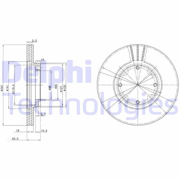 FREN DİSKİ ÇİFTLİ PAKET . DELİKLİ ÖN HYUNDAI ACCENT. EXCEL. LANTRA. PONY X2. S COUPE 10/1988 > | OEM:5171221350-5171221A00-5171221B00