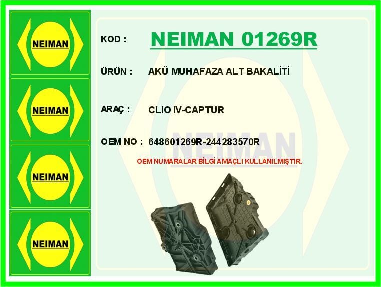 AKÜ MUHAFAZA ALT BAKALİTİ CLIO IV-CAPTUR | OEM:648601269R-244283570R