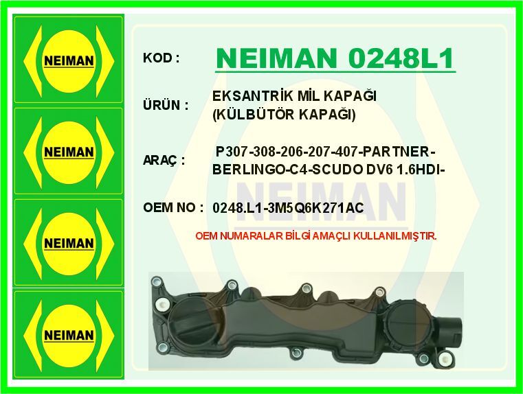 EKSANTRİK MİL KAPAĞI KÜLBÜTÖR KAPAĞI P307-308-206-207-407-PARTNER-BERLINGO-C4-SCUDO DV6 1.6HDI- | OEM:0248.L1-3M5Q6K271AC
