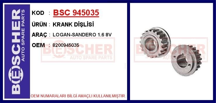 KRANK DİŞLİSİ LOGAN-SANDERO 1.6 8V | OEM:8200945035