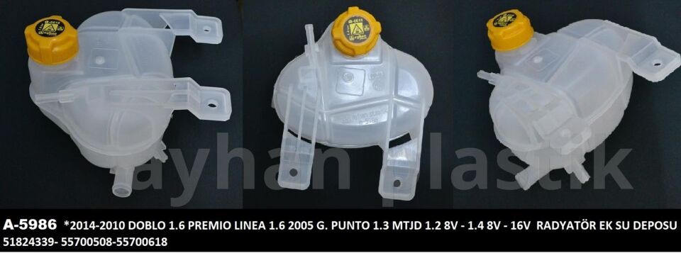 GENLEŞME KAVANOZU KAPAKLI GRANDE PUNTO 05 > DOBLO PREMIO 1.6 MJTD 13 > RADYATÖR EK SU DEPOSU | OEM:55700508-55700618-51824339