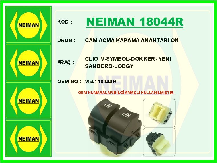 CAM ACMA KAPAMA ANAHTARI ON CLIO IV-SYMBOL-DOKKER- YENI SANDERO-LODGY | OEM:254118044R