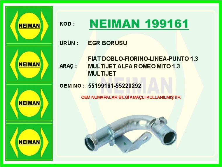 EGR BORUSU FIAT DOBLO-FIORINO-LINEA-PUNTO 1.3 MULTIJET ALFA ROMEO MITO 1.3 MULTIJET | OEM:55199161-55220292