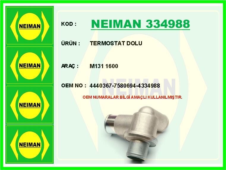 TERMOSTAT DOLU M131 1600 | OEM:4440367-7580694-4334988