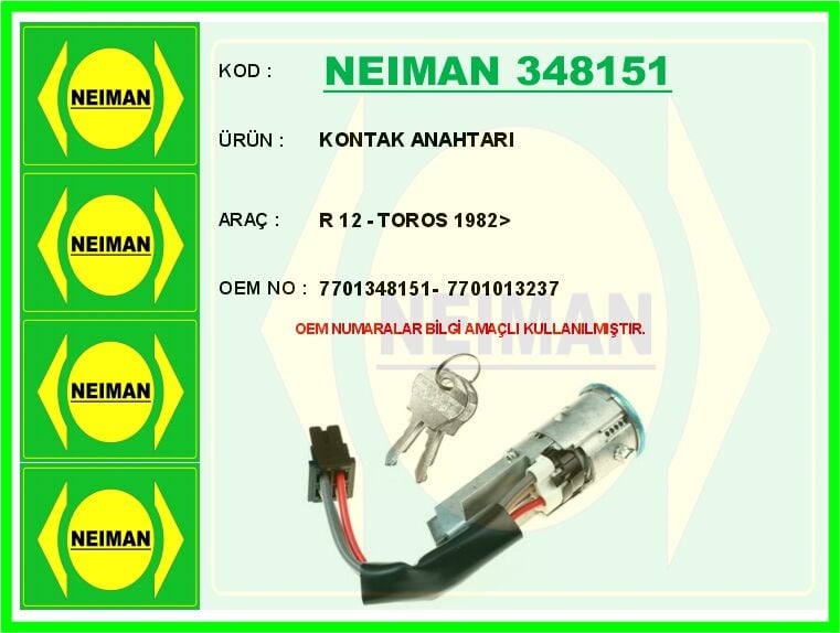 KONTAK ANAHTARI R 12 - TOROS 1982> | OEM:7701348151-7701013237