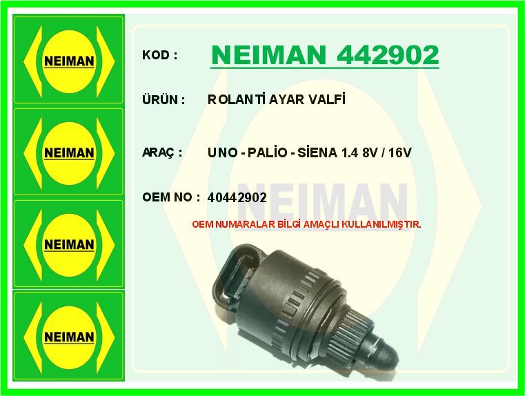 ROLANTİ AYAR VALFİ UNO - PALİO - SİENA 1.4 8V / 16V | OEM:40442902