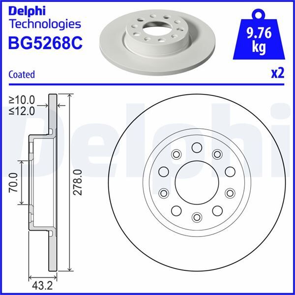 FREN DİSKİ ÇİFTLİ PAKET - BOYALI DELİKSİZ JEEP COMPASS ARKA 12-2016> | OEM:K68416948AA