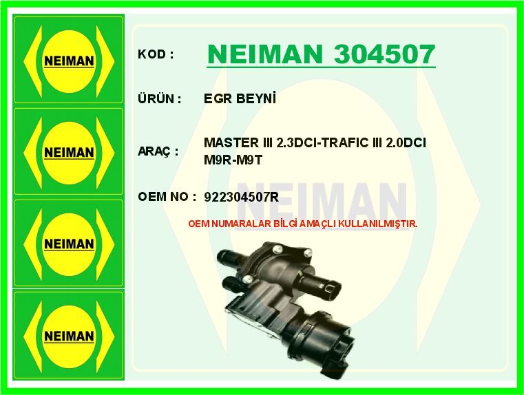 EGR BEYNİ MASTER III 2.3DCI-TRAFIC III 2.0DCI M9R-M9T | OEM:922304507R
