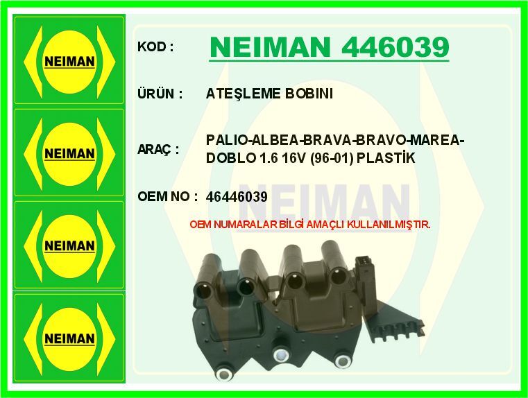 ATEŞLEME BOBINI PALIO-ALBEA-BRAVA-BRAVO-MAREA-DOBLO 1.6 16V 96-01 | OEM:46446039