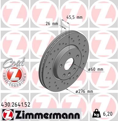 ÖN FREN AYNASI ASTRA K 15 > 15 İNÇ / 5 DELİK 276x26x5DL HAVALI DELİKLİ | OEM:13515906-13597459-13597460