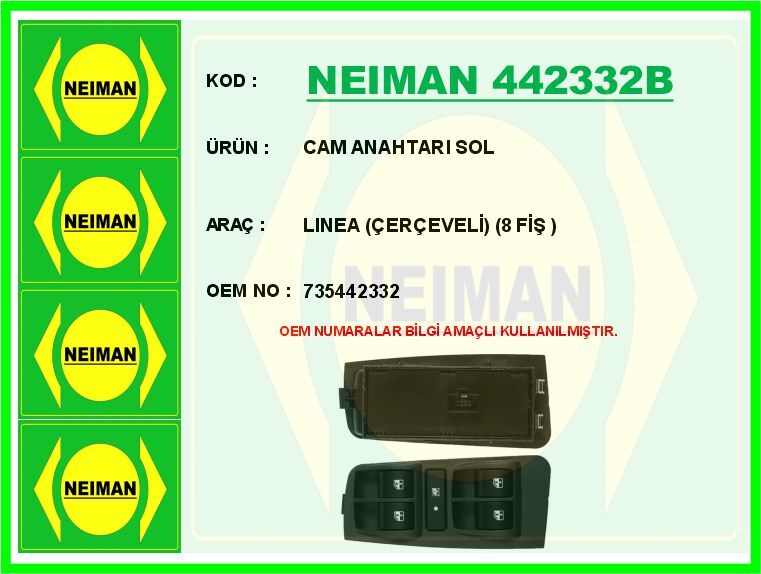 CAM ANAHTARI SOL LINEA ÇERÇEVELİ 8 FİŞ | OEM:735442332
