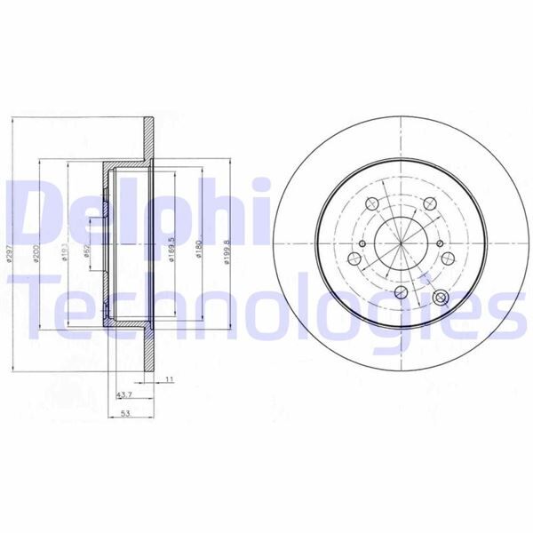 ARKA FREN DİSKİ DOLU TİP TOYOTA VERSO 1.6L 1ZRFAE ZGR20 09-> 2.0L 1ADFTV AUR20 09-18 297 çap x 5 bijon - Takım disk fiyatıdır | OEM:424310F020