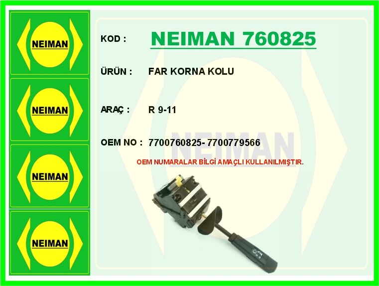 FAR KORNA KOLU R 9-11 | OEM:7700760825-7700779566