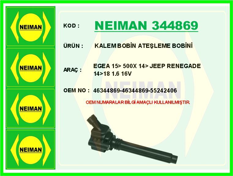 ATEŞLEME BOBİNİ FIAT EGEA 15> 500X 14> JEEP RENEGADE 14>18 1.6 16V | OEM:46344869-46344869-55242406