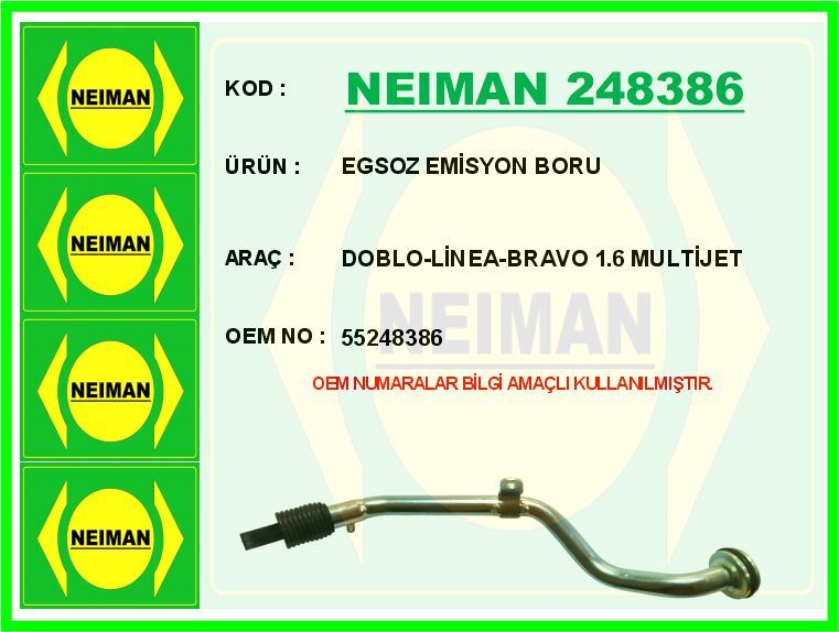 EGSOZ EMİSYON BORU DOBLO-LİNEA-BRAVO 1.6 MULTİJET | OEM:55248386