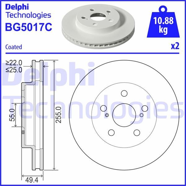 FREN DİSKİ ÇİFTLİ PAKET - BOYALI. DELİKLİ ÖN TOYOTA PRIUS 09/2015 > | OEM:4351247060
