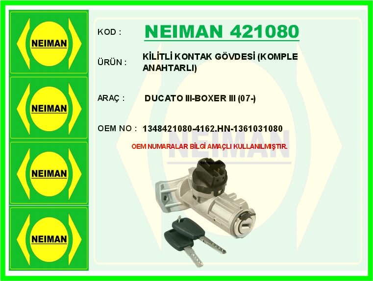 KİLİTLİ KONTAK GÖVDESİ KOMPLE ANAHTARLI DUCATO III-BOXER III 07- | OEM:1348421080-4162.HN-1361031080