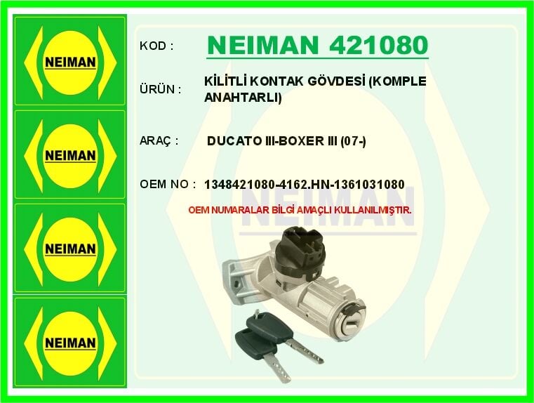 KİLİTLİ KONTAK GÖVDESİ KOMPLE ANAHTARLI DUCATO III-BOXER III 07- | OEM:1348421080-4162.HN-1361031080