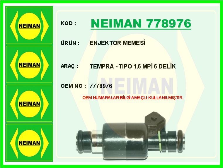 ENJEKTOR MEMESİ TEMPRA - TIPO 1.6 MPİ 6 DELİK | OEM:7778976
