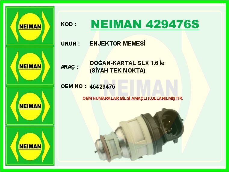 ENJEKTOR MEMESİ DOĞAN-KARTAL SLX 1.6 İe SİYAH TEK NOKTA | OEM:46429476