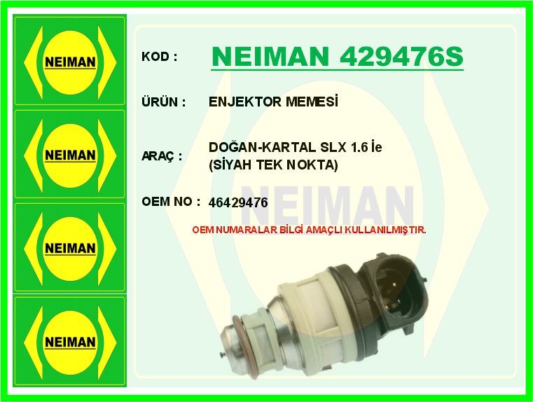 ENJEKTOR MEMESİ DOĞAN-KARTAL SLX 1.6 İe SİYAH TEK NOKTA | OEM:46429476