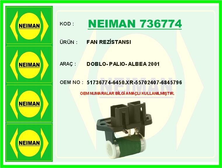 FAN REZİSTANSI DOBLO- PALIO- ALBEA 2001- | OEM:51736774-46533716-7739435