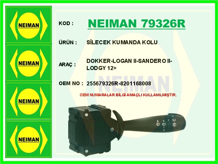 SİLECEK KUMANDA KOLU DOKKER-LOGAN II-SANDERO II-LODGY 12> | OEM:255679326R-8201168008