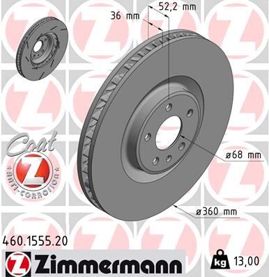 FREN DİSKİ. ÖN. 360 /36-34 MM . KAPLAMALI. YÜKSEK KARBON ALAŞIMLI 0986479D29 | OEM:95B615302E-95B615302G-95B615302J