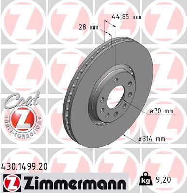 ÖN FREN DİSKİ OPEL VECTRA C 2.8-3.0 03>08 314x45x7 HAVALI | OEM:95526643-93175606-569005-90589781