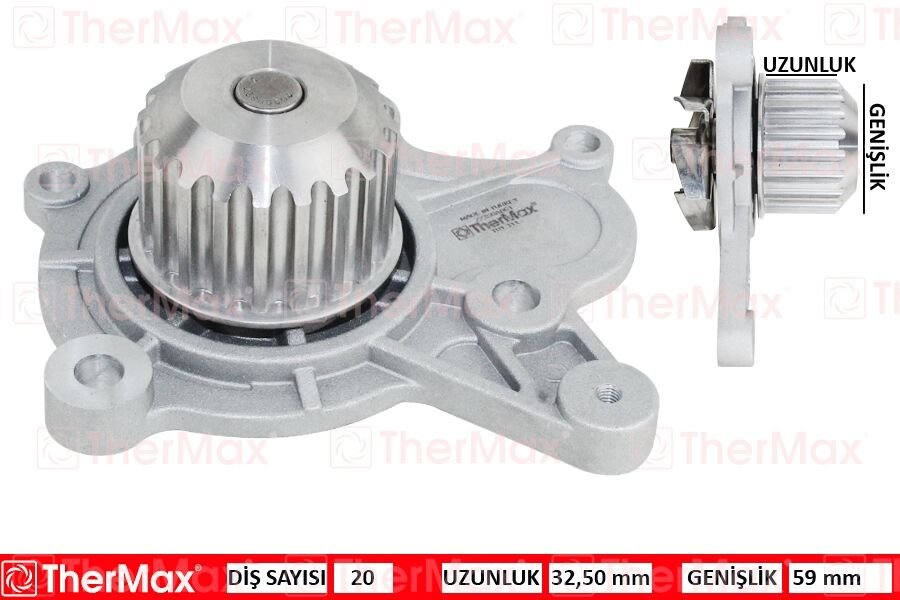 DEVİRDAİM SU POMPASI HYUNDAI ACCENT GETZ 1.5L D3EA CRDİ 02-05 / SANTAFE 2.2L CRDİ 06-09 / SONATA 2.0L D4EA CRDİ DİZEL 06-11 | OEM:2510027000-2510027010