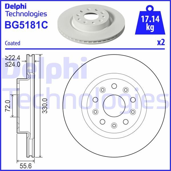 FREN DİSKİ ÇİFTLİ PAKET - BOYALI. DELİKSİZ ÖN JEEP WRANGLER 11/2017> | OEM:68273502AA