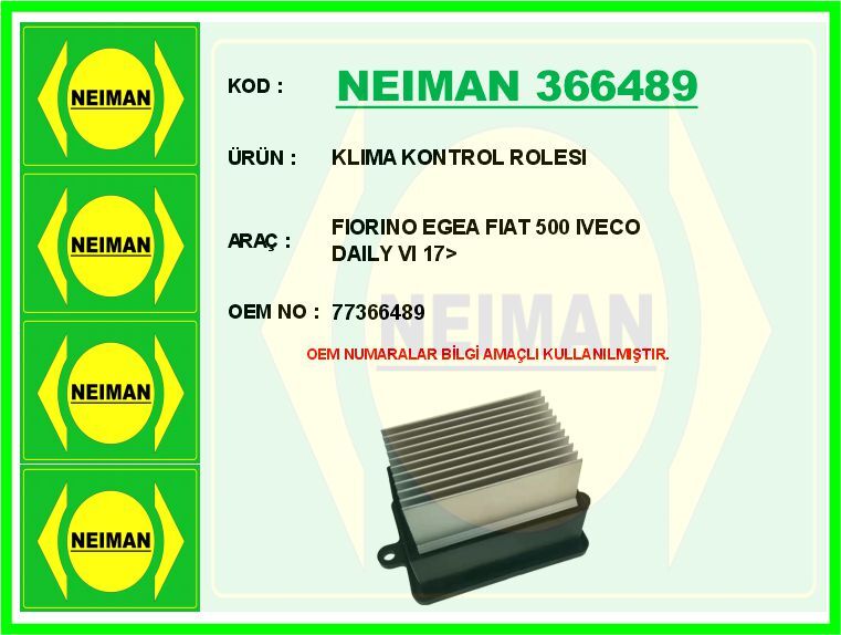 KLIMA KONTROL ROLESI FIORINO EGEA FIAT 500 IVECO DAILY VI 17> | OEM:77366489