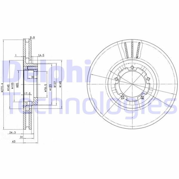 ON FREN AYNASI HAVALI TRANSIT TOURNEO TRANSIT T15 94>00 15 JANT 270x24.1x5DLxHAVALI | OEM:95VX1125BA-5025611-5029816