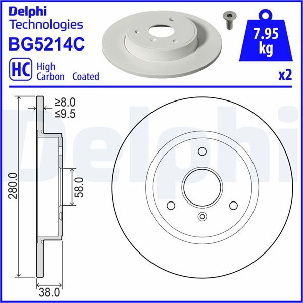 FREN DİSKİ ÇİFTLİ PAKET - BOYALI DELİKLİ SMART ROADSTER ÖN 04-2003-11-2005 | OEM:0009917V001000000