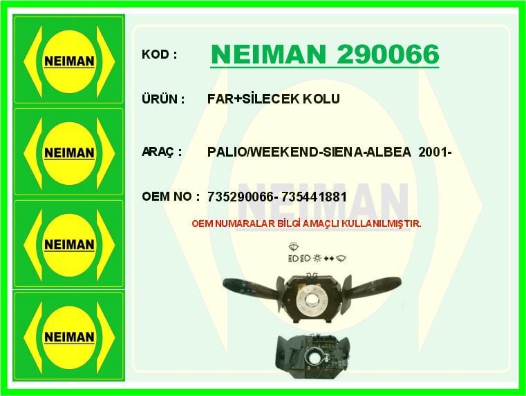 FAR SİLECEK KOLU PALIO/WEEKEND-SIENA-ALBEA 2001- | OEM:735290066-735441881
