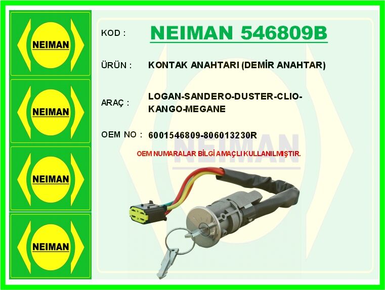 KONTAK ANAHTARI LOGAN-SANDERO-DUSTER-CLIO-KANGO-MEGANEKONTAK ANAHTARI DEMİR ANAHTAR | OEM:6001546809-806013230R