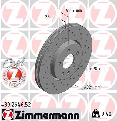 ÖN FREN AYNASI INSIGNIA B 2017 >> 17 İNÇ 321x28x5DL HAVALI DELİKLİ | OEM:YR00073180-13517853-13521005