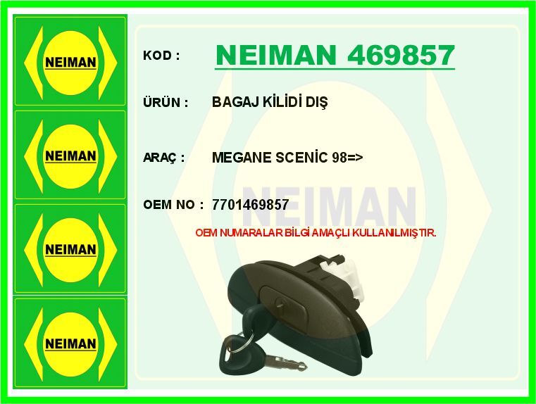BAGAJ KİLİDİ DIŞ MEGANE SCENİC 98 > | OEM:7701469857