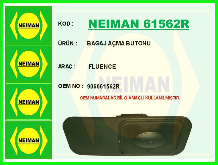 BAGAJ AÇMA BUTONU FLUENCE | OEM:906061562R
