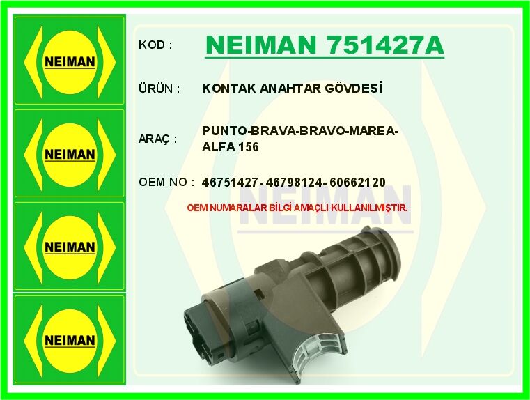 KONTAK ANAHTAR GÖVDESİ PUNTO-BRAVA-BRAVO-MAREA-ALFA 156 | OEM:46751427-46798124-60662120
