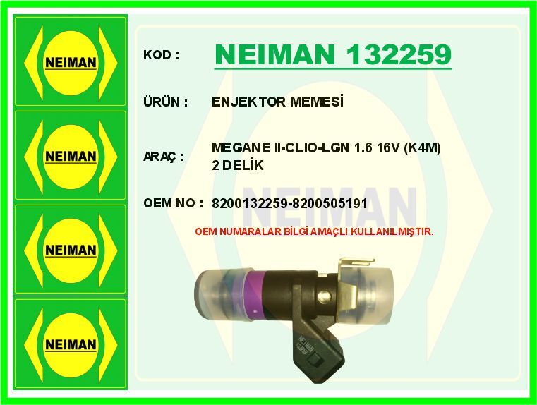 ENJEKTOR MEMESİ MEGANE II-CLIO-LGN 1.6 16V K4M 2 DELİK | OEM:8200132259-8200505191