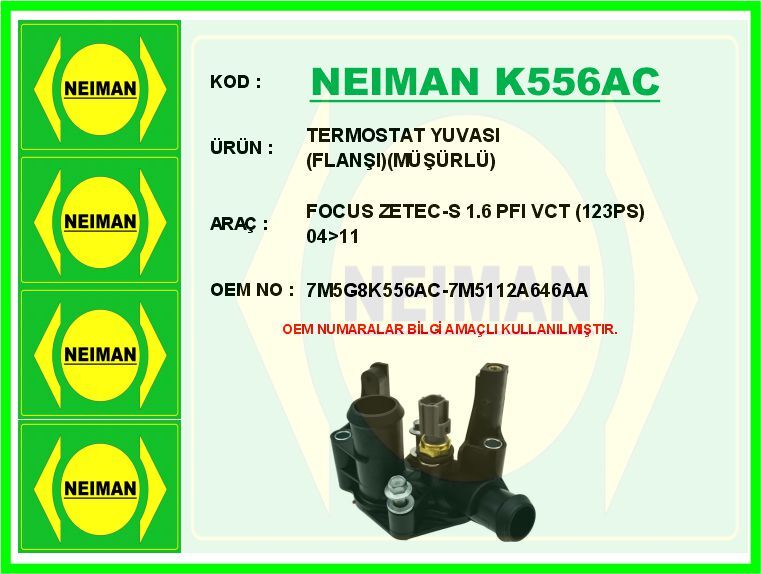 TERMOSTAT YUVASI FLANŞI MÜŞÜRLÜ FOCUS ZETEC-S 1.6 PFI VCT 123PS 04>11 | OEM:7M5G8K556AC-7M5112A646AA