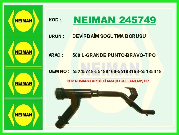 DEVİRDAİM SOĞUTMA BORUSU 500 L-GRANDE PUNTO-BRAVO-TIPO | OEM:55245749-55188160