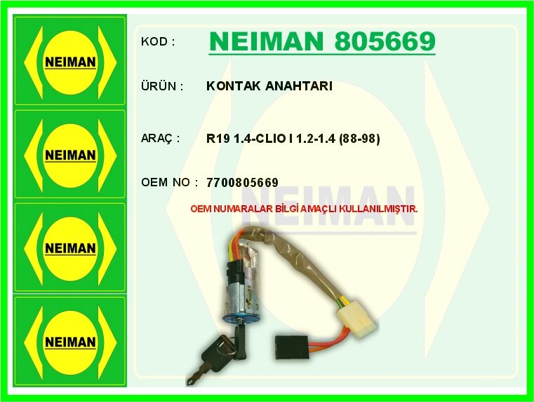 KONTAK ANAHTARI R19 1.4-CLIO I 1.2-1.4 88-98 | OEM:7700805669