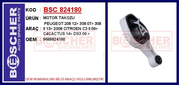 MOTOR TAKOZU PEUGEOT 208 12> 308 07> 308 II 13> 2008 CITROEN C3 II 09> C4CACTUS 14> DS3 09 > | OEM:9688824180