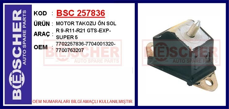 MOTOR TAKOZU ÖN SOL R9-R11-R21 GTS-EXP-SUPER 5 | OEM:7704001320-7702257836